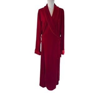 The Pajamagram Company Vintage Velour Red Robe Size Large Belted Luxurious Bath